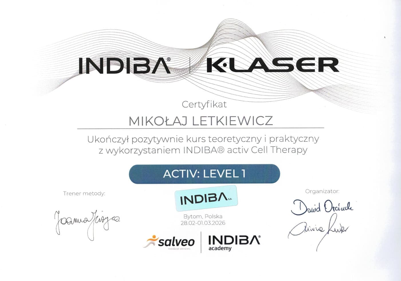 INDIBA activ Cell Therapy, poziom 1