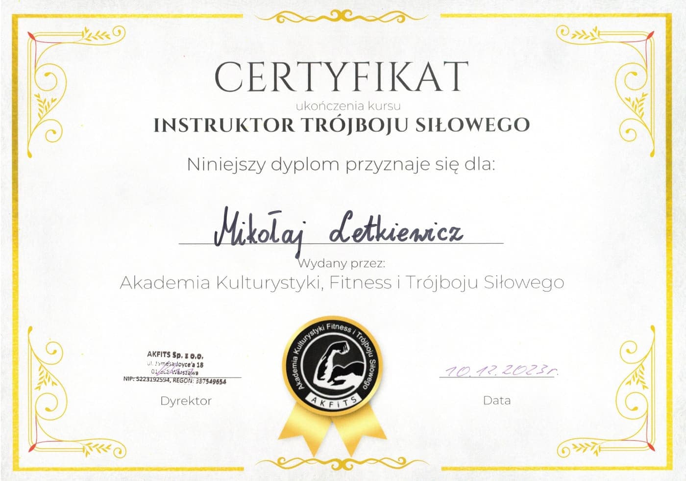 Instruktor trójboju siłowego